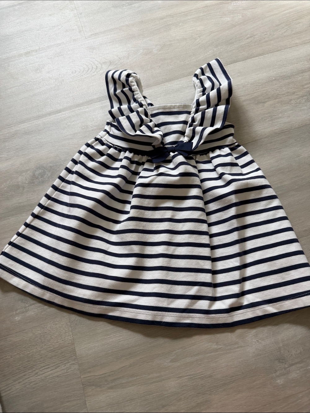 Janie and Jack Navy and White Striped Ruffle-Shoulder Dress 18-24 months